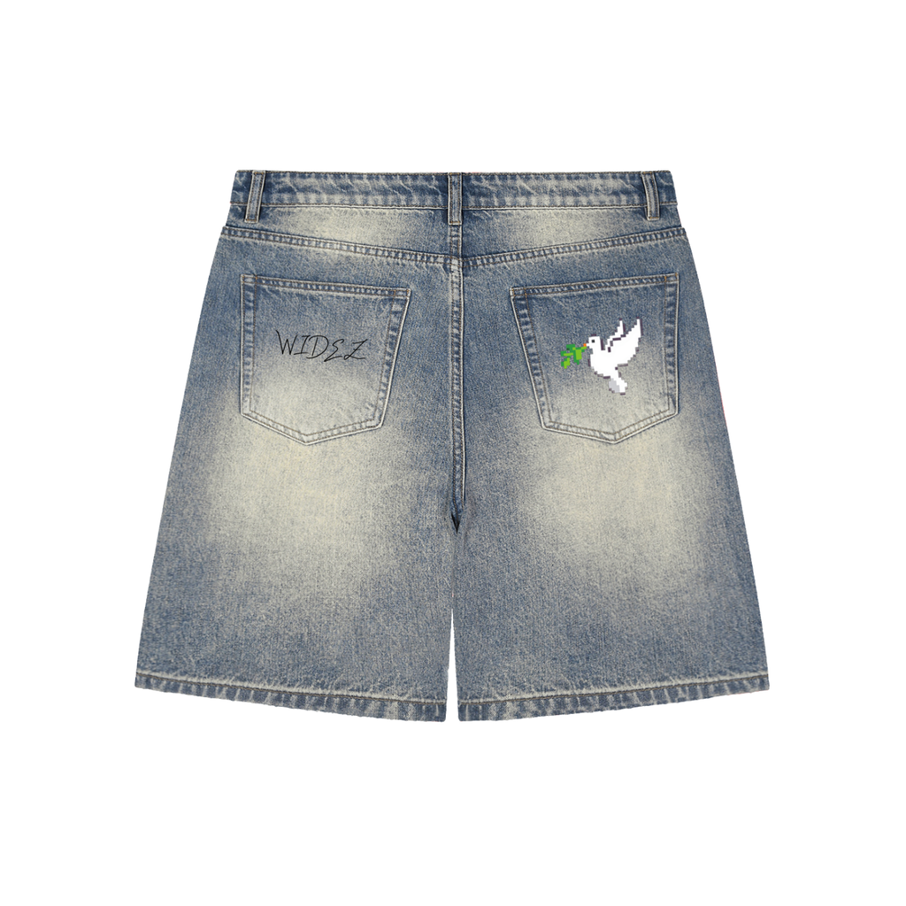 Faded Distressed Baggy Denim Shorts
